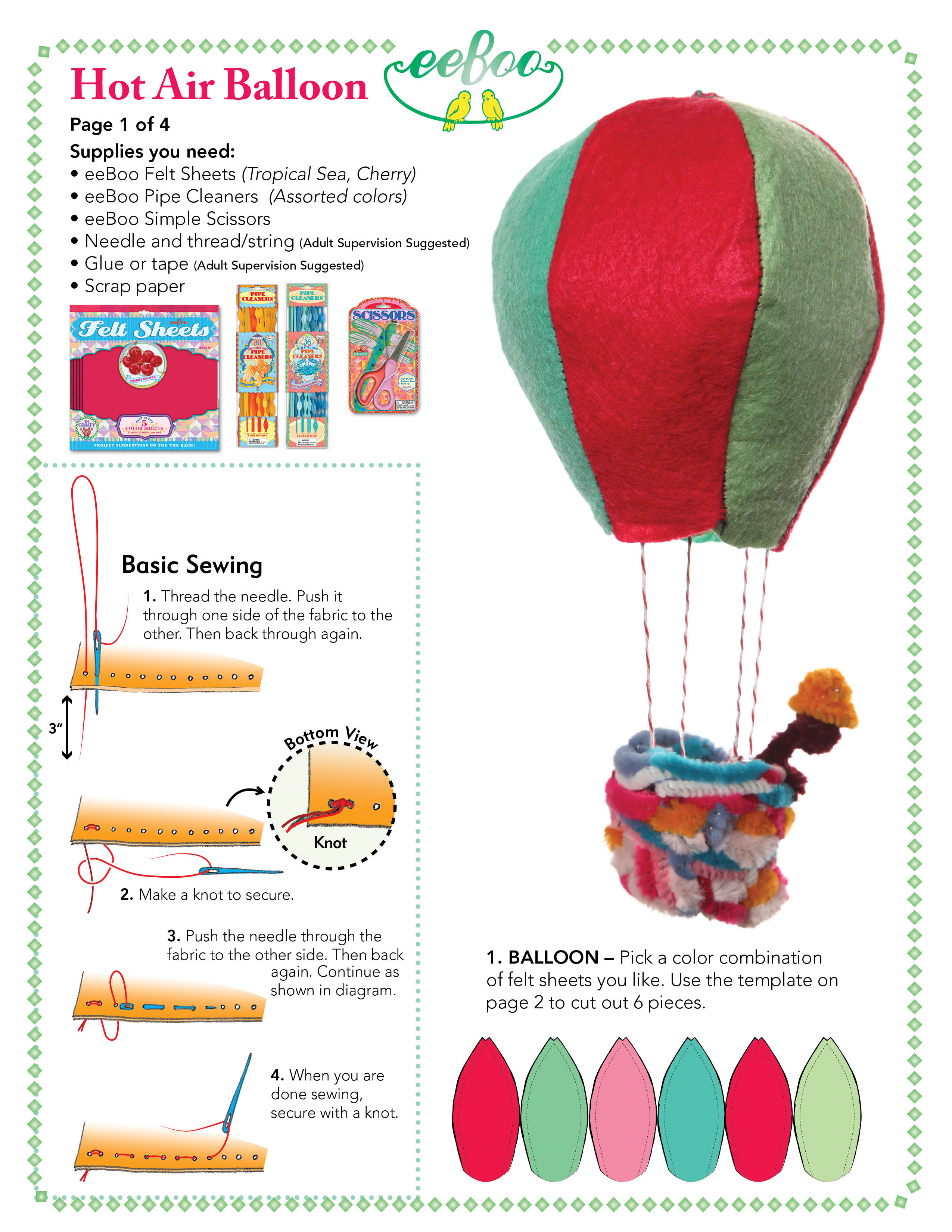 Hot Air Balloon Craft Template