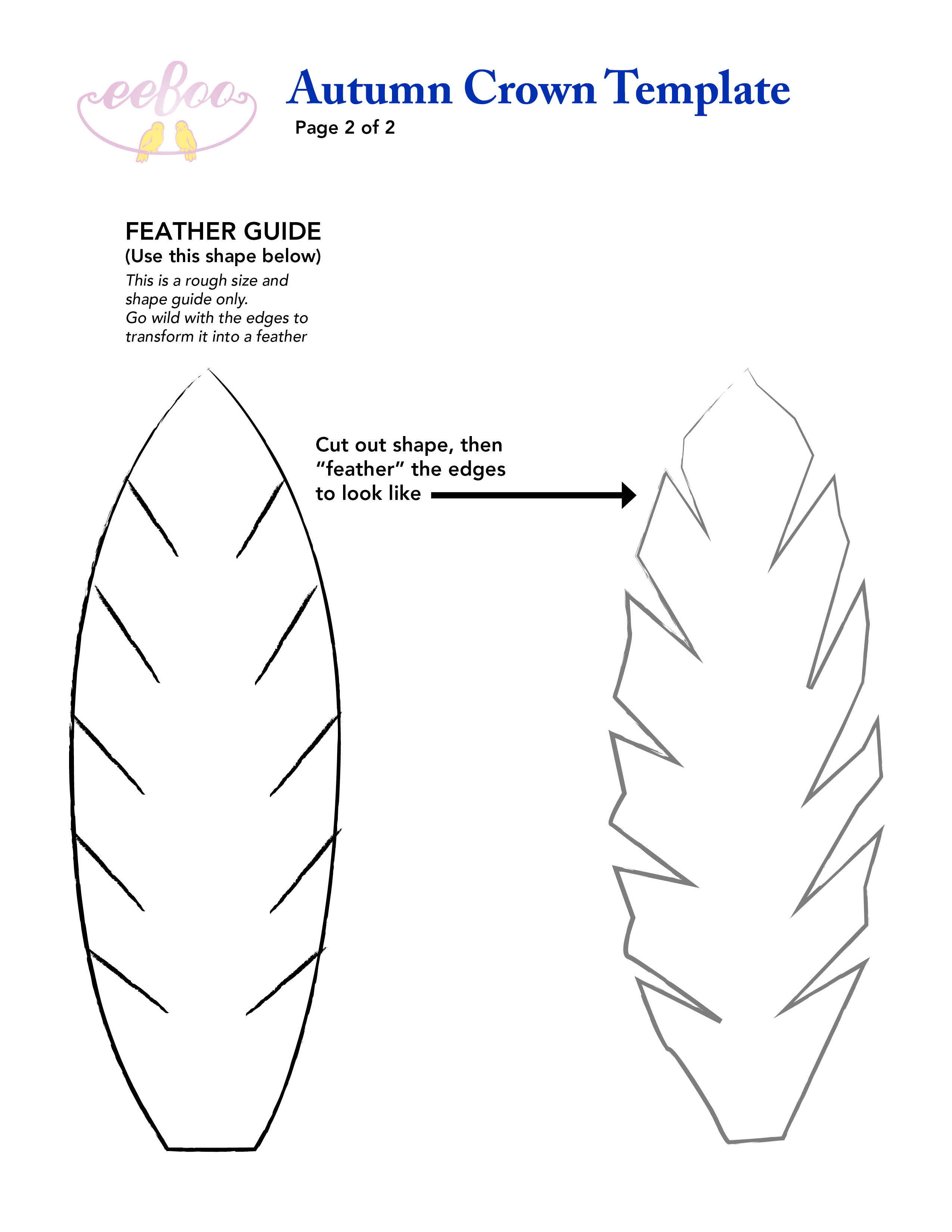 Felt Feather Template For Our Fantastic EeBoo Fall Crown DIY Template 